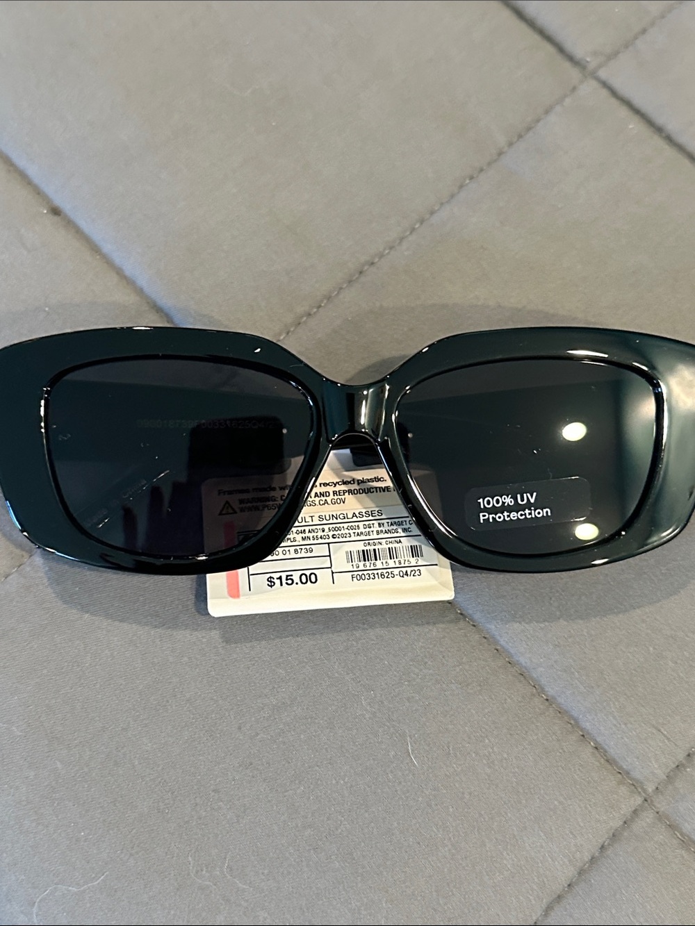 Classic Black Women's Rectangle Sunglasses - 100% UV Protection